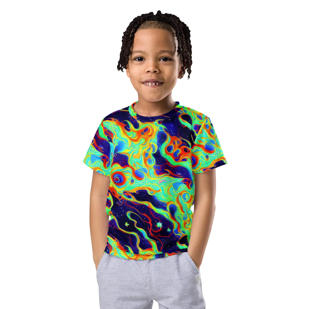 Neon Cosmos on Kids Crew Neck T-Shirt — Front