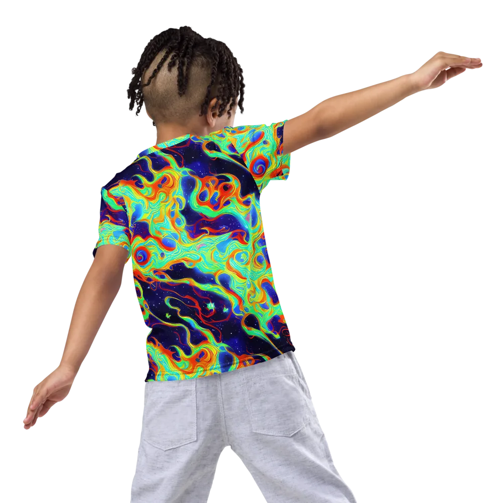 Neon Cosmos on Kids Crew Neck T-Shirt — Back