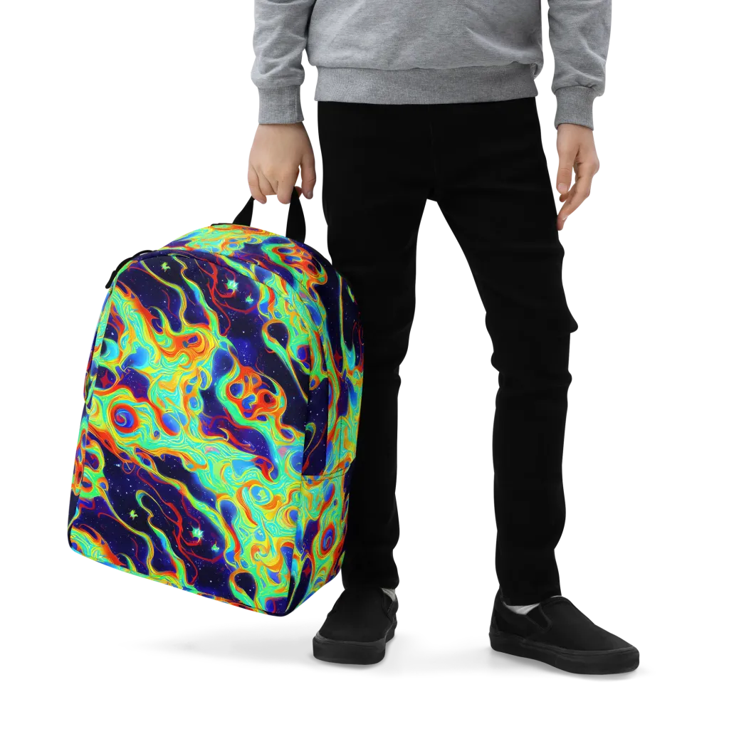 Neon Cosmos on Minimalist Backpack — Zoomed-in