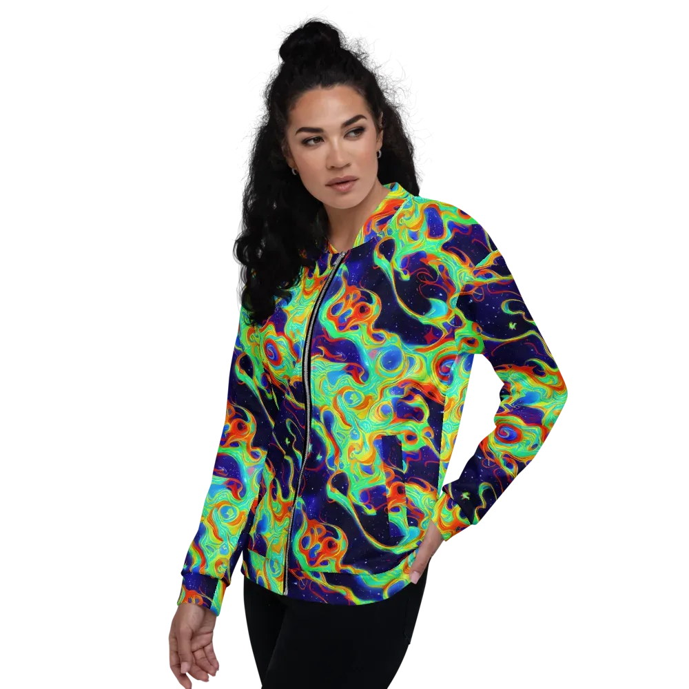 Neon Cosmos on Bomber Jacket — Left