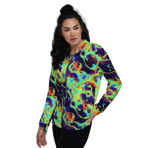 Neon Cosmos on a Bomber Jacket