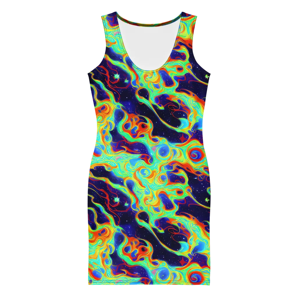 Neon Cosmos on Bodycon Dress — Front