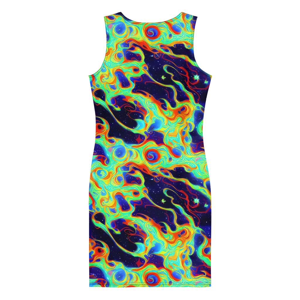 Neon Cosmos on Bodycon Dress — Back