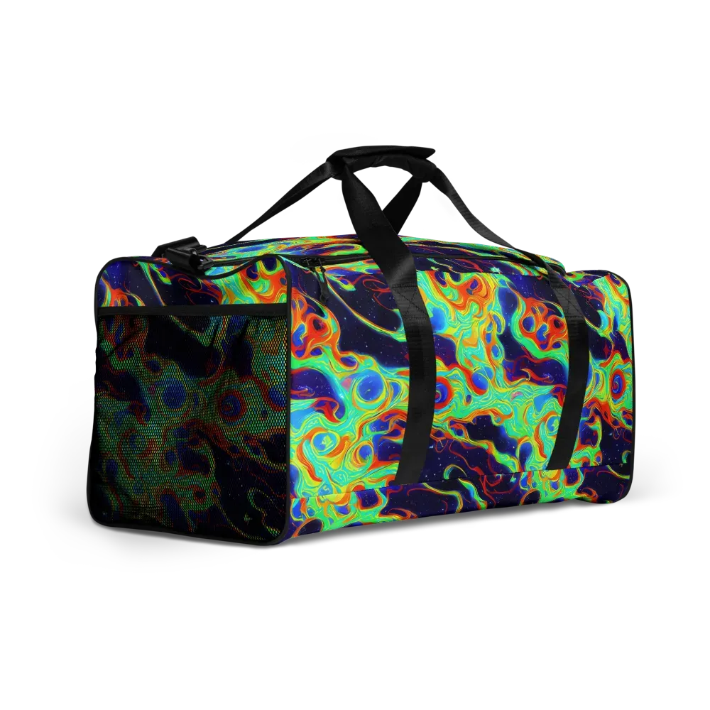 Neon Cosmos on Duffle Bag — Right Front