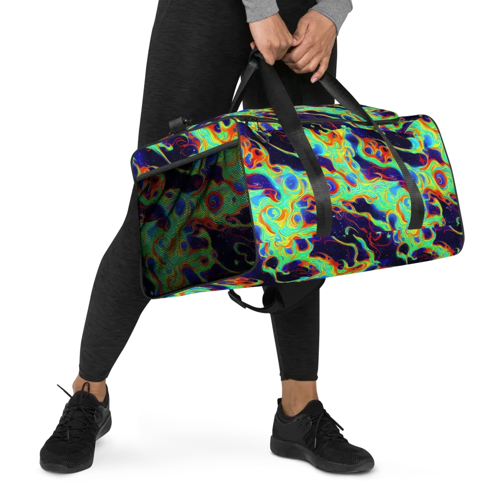 Neon Cosmos on Duffle Bag — Right Front