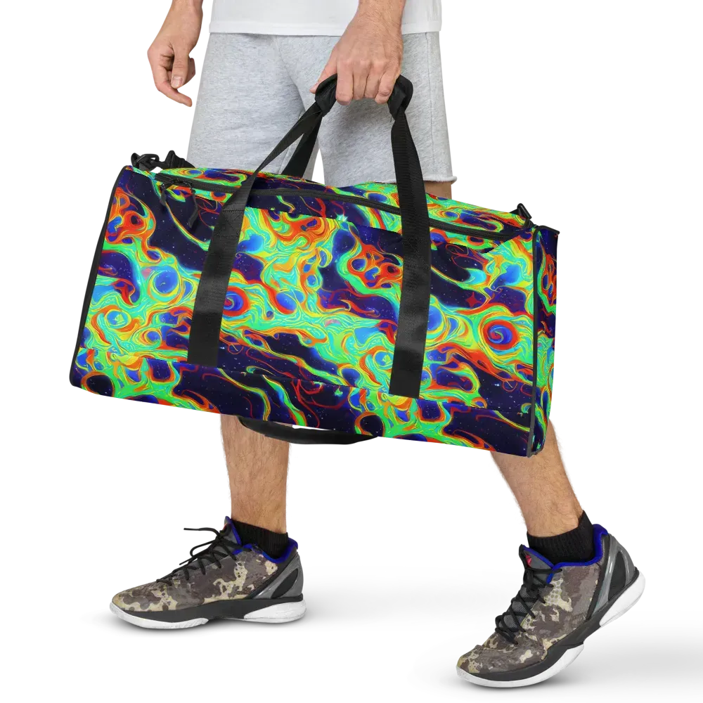 Neon Cosmos on Duffle Bag — Front