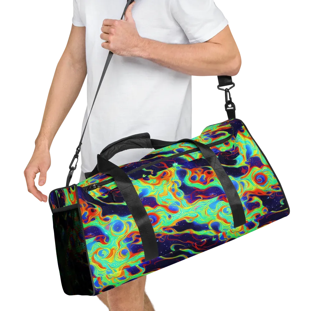 Neon Cosmos on Duffle Bag — Right Front