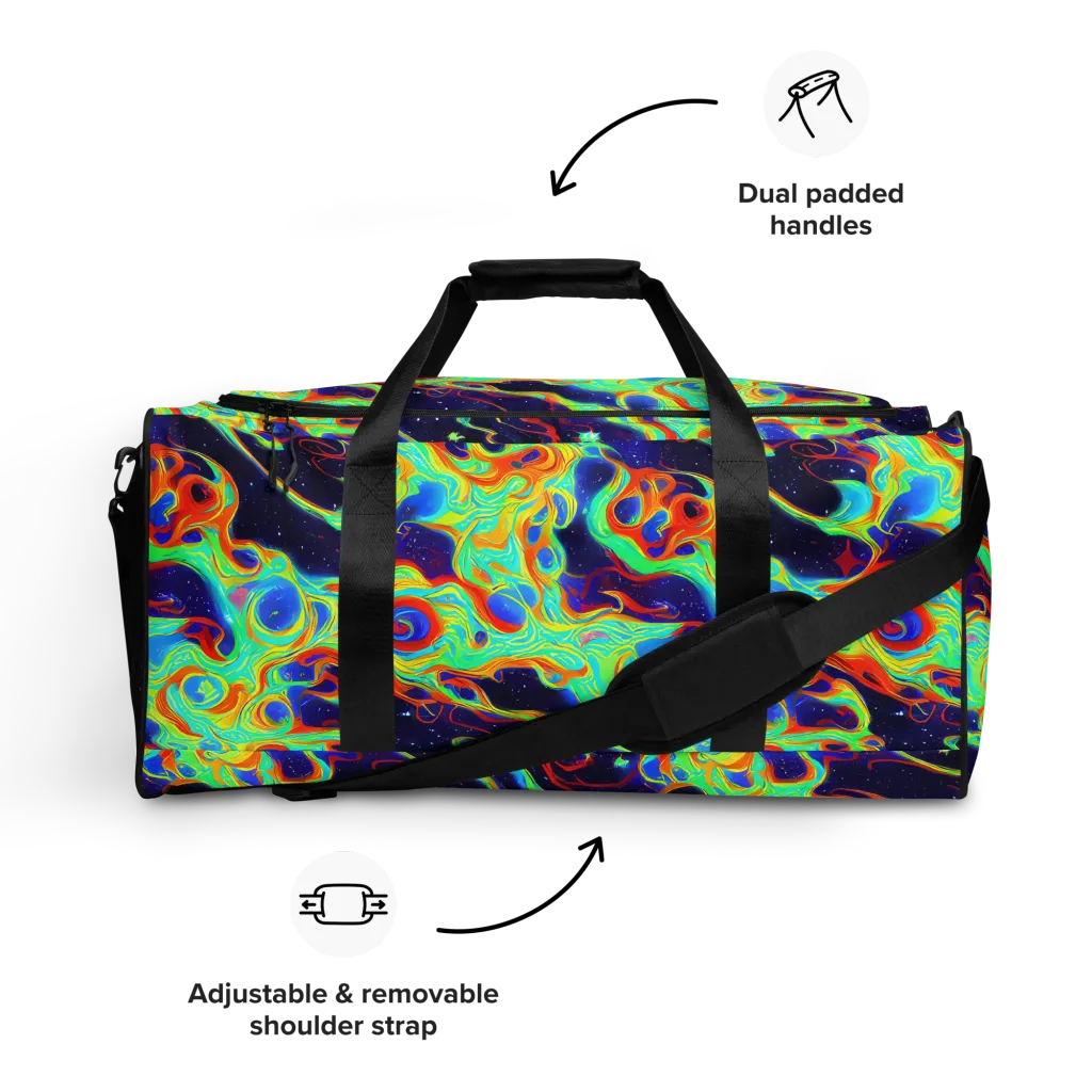 Neon Cosmos on Duffle Bag — Front