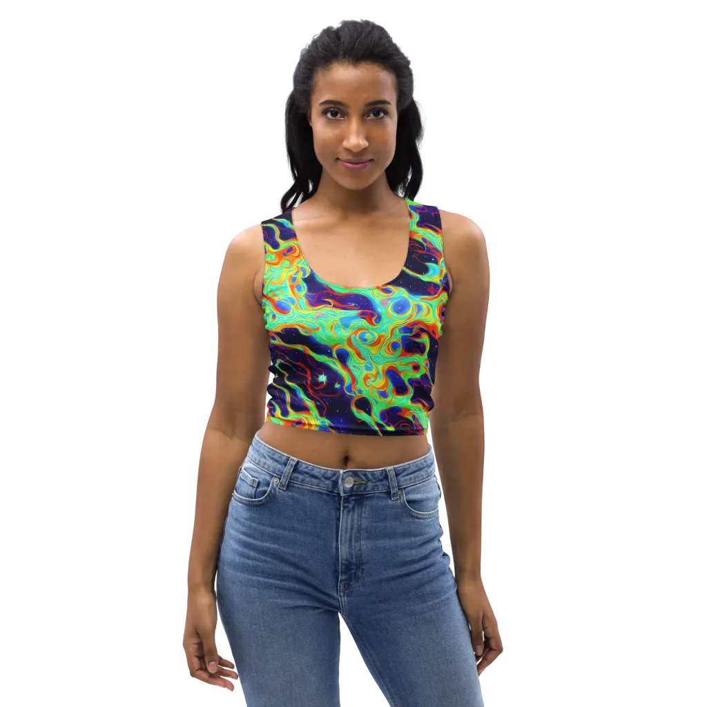 Neon Cosmos on Crop Top — Front