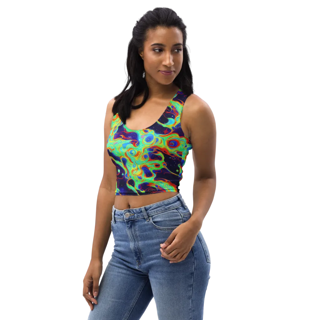 Neon Cosmos on Crop Top — Left Front