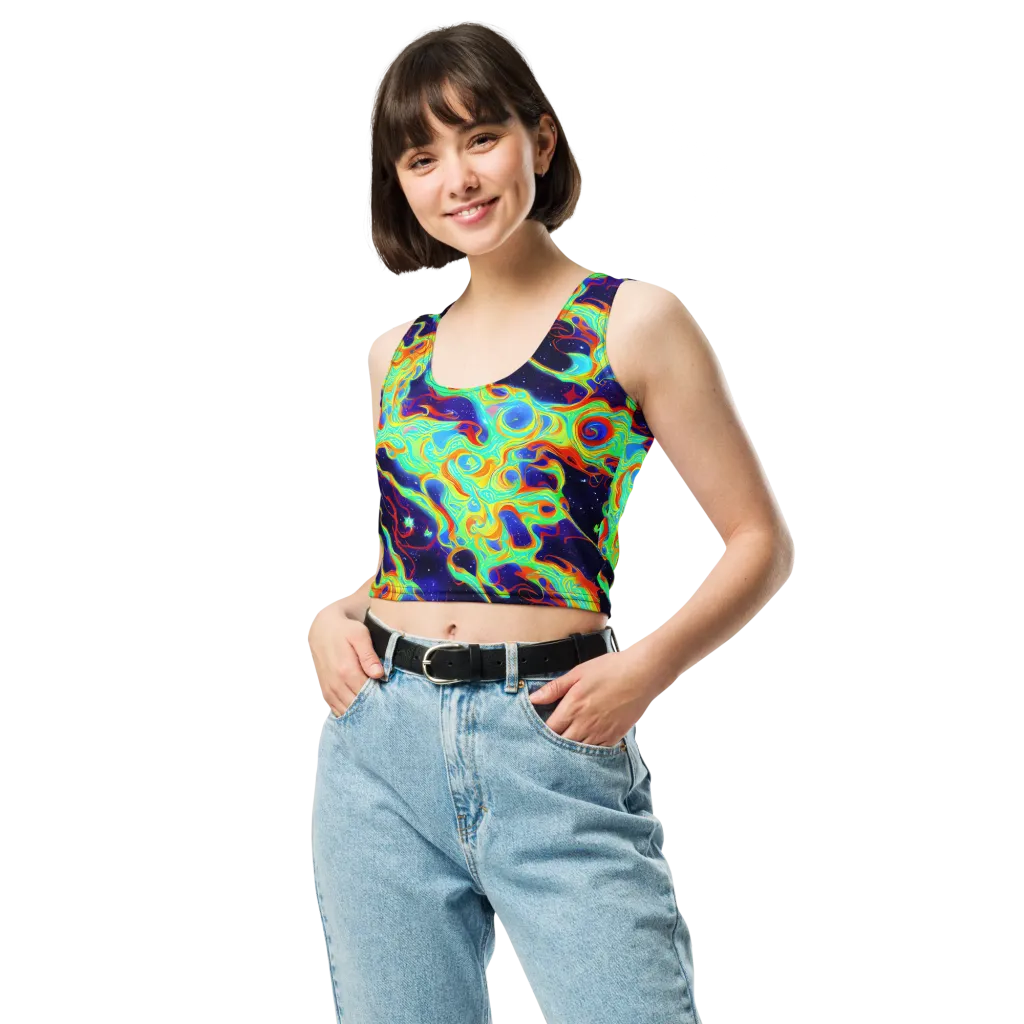 Neon Cosmos on Crop Top — Front