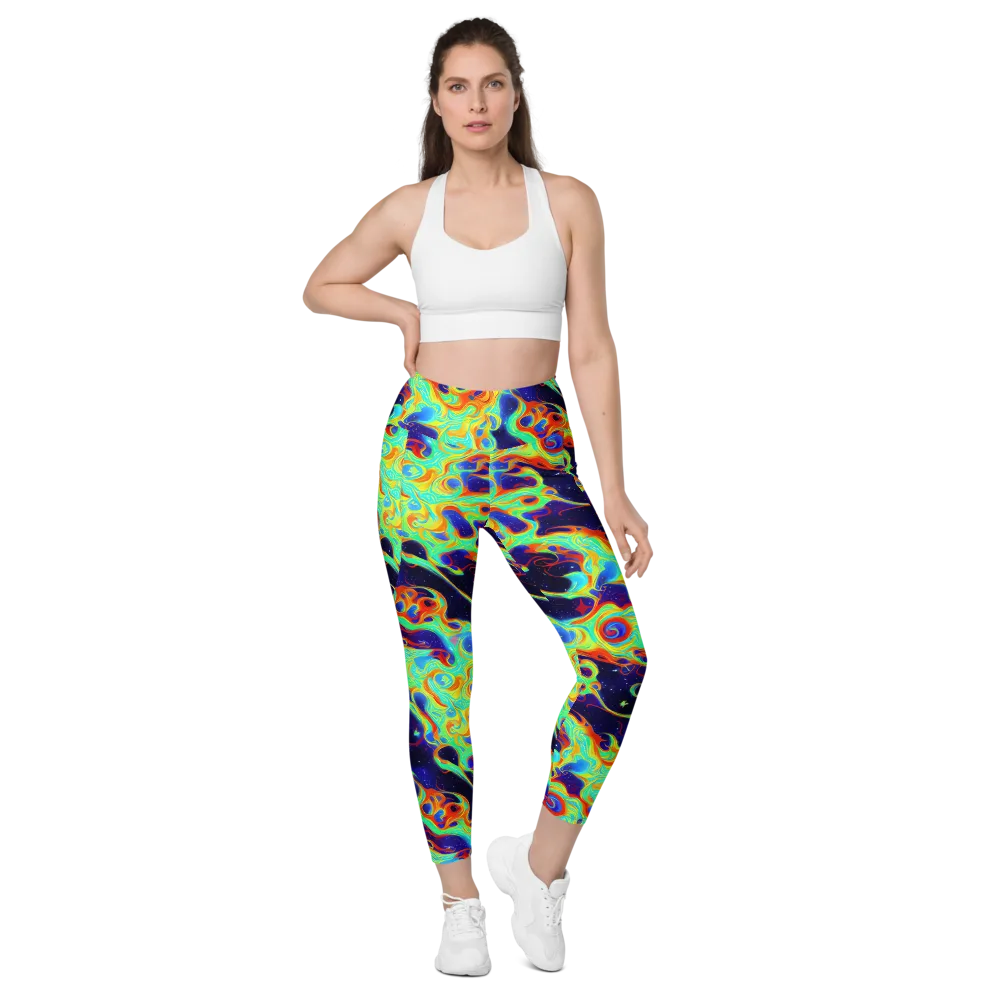 Neon Cosmos on Leggings with Pockets — Front
