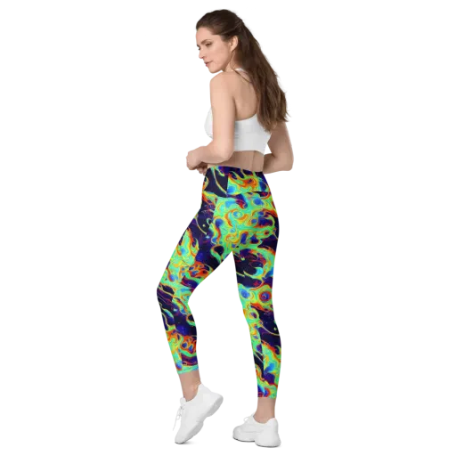 Neon Cosmos on a Leggings with Pockets