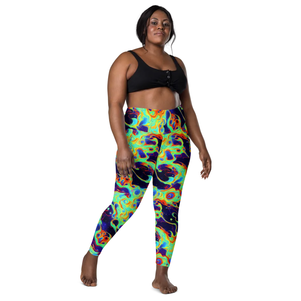 Neon Cosmos on Leggings with Pockets — Front