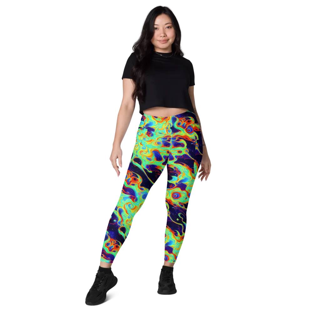 Neon Cosmos on Leggings with Pockets — Front