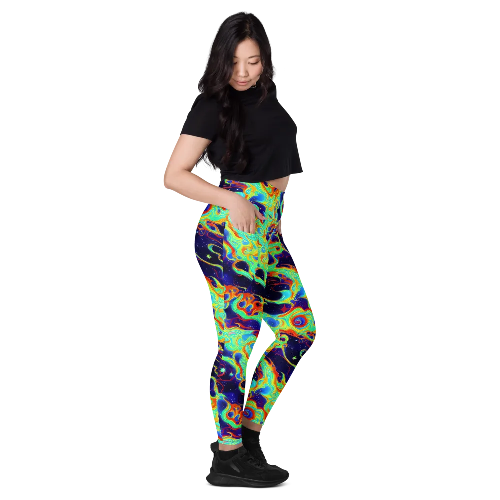 Neon Cosmos on Leggings with Pockets — Right