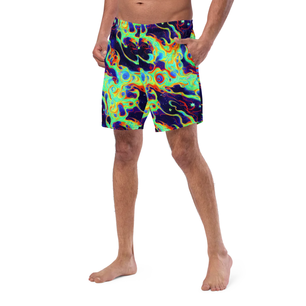 Neon Cosmos on Swim Trunks — Left Front
