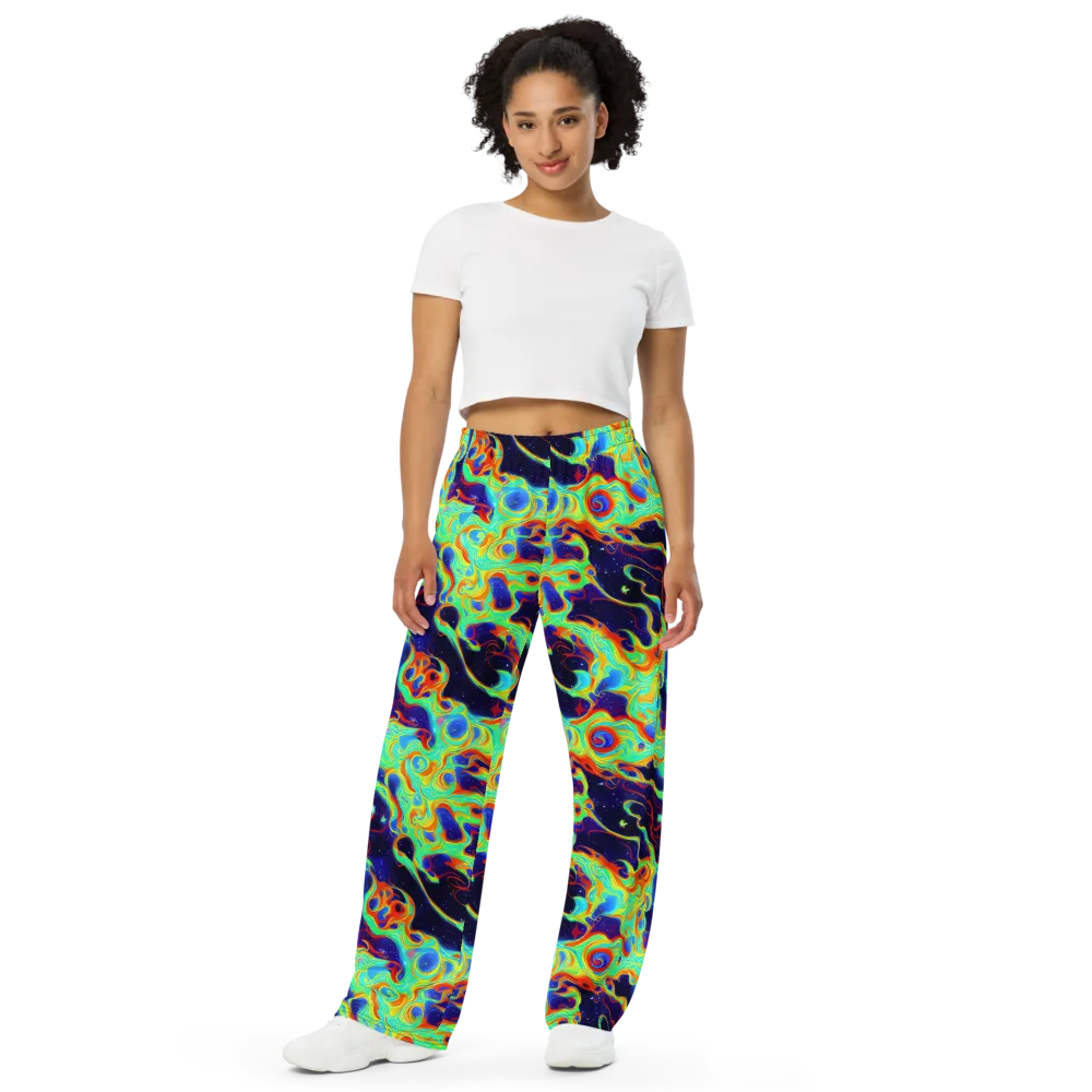 Neon Cosmos on Wide-Leg Pants — Front