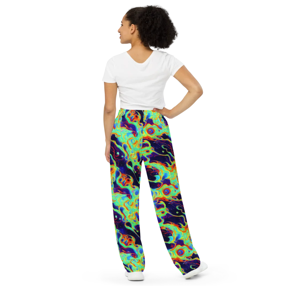 Neon Cosmos on Wide-Leg Pants — Back