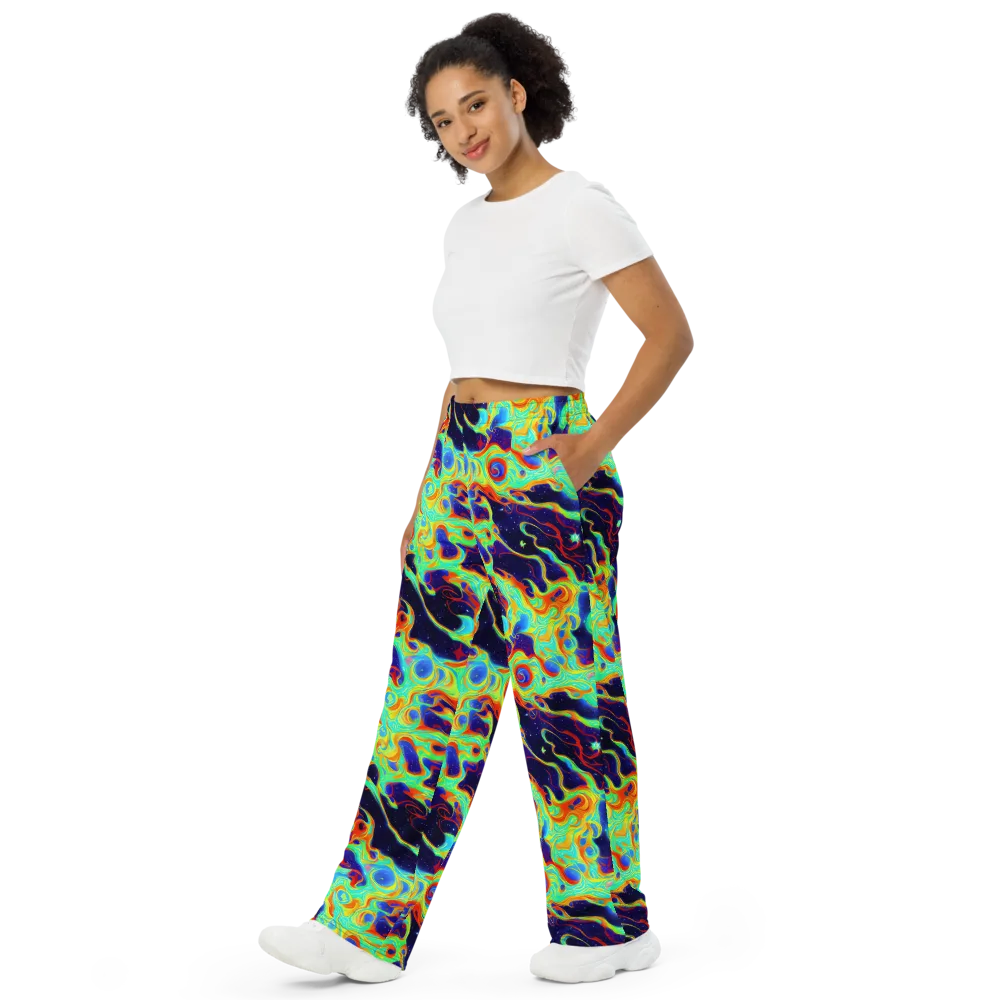 Neon Cosmos on Wide-Leg Pants — Left Front