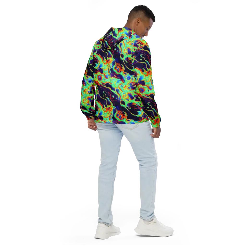 Neon Cosmos on Men's Windbreaker — Back