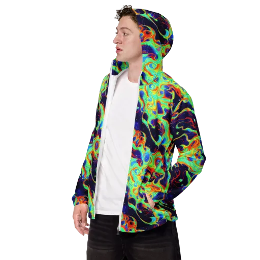 Neon Cosmos on a Men's Windbreaker