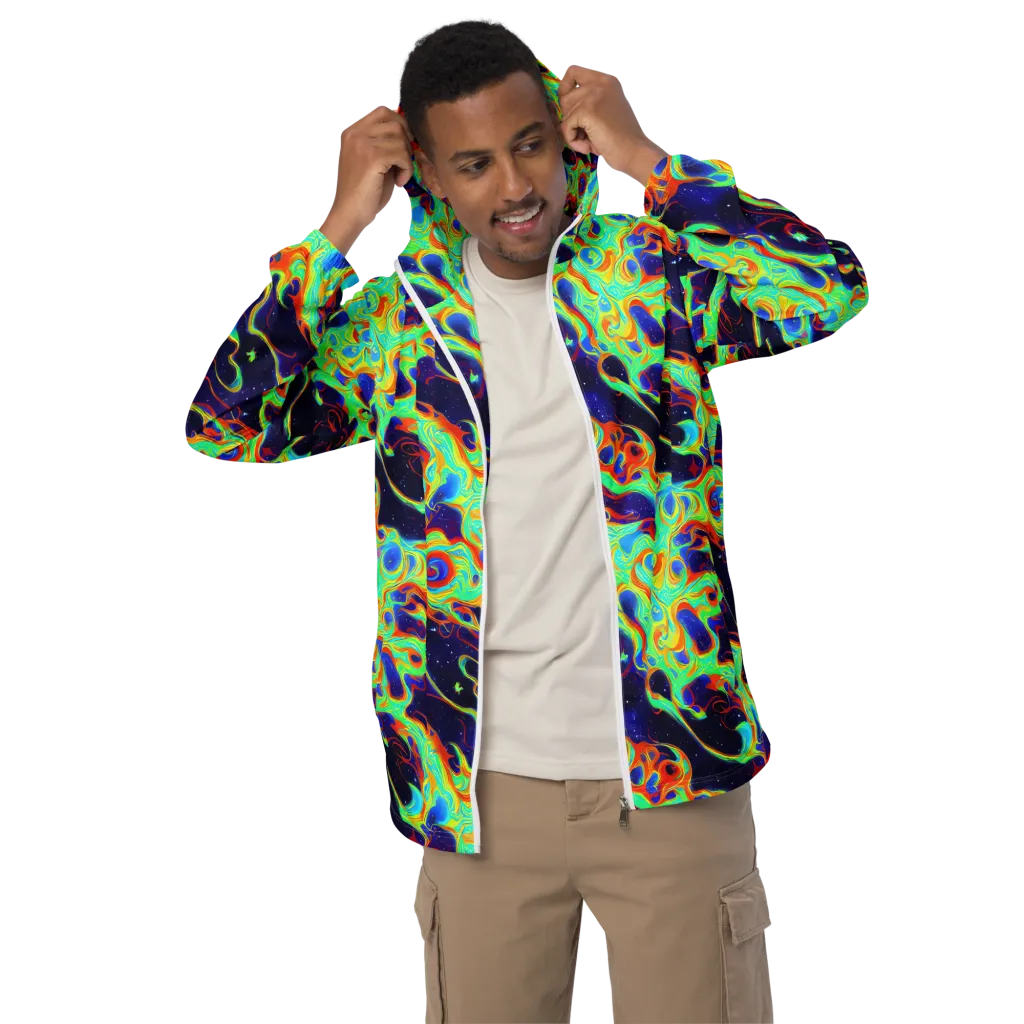 Neon Cosmos on Men's Windbreaker — Front