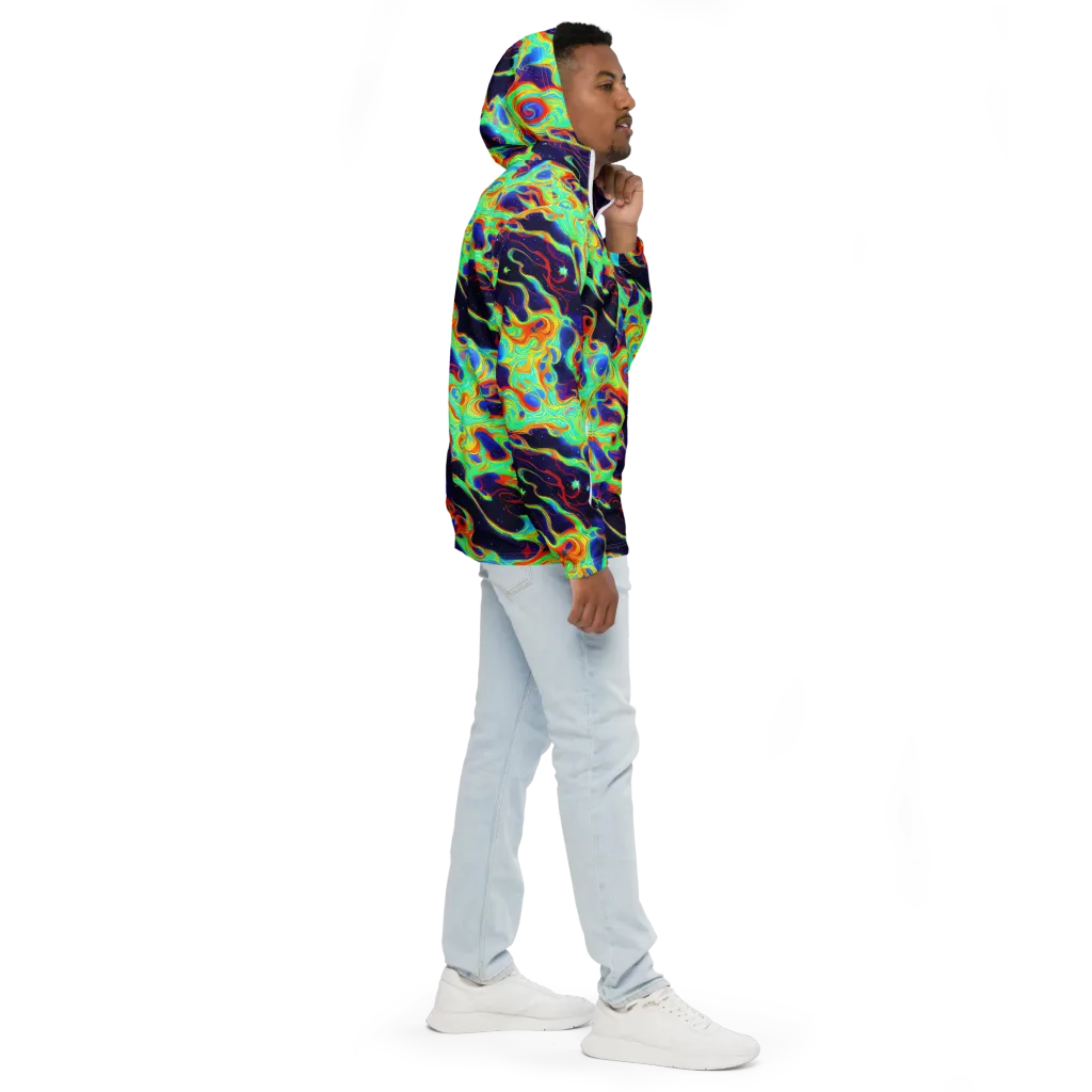 Neon Cosmos on Men's Windbreaker — Right