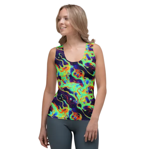Neon Cosmos on a Women's Tank Top