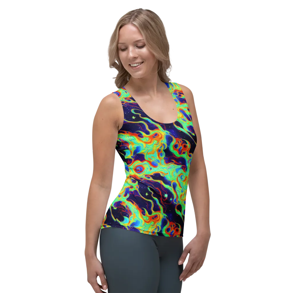 Neon Cosmos on Women's Tank Top — Right Front