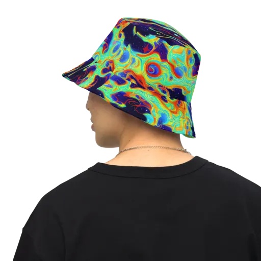 Neon Cosmos on a Reversible Bucket Hat