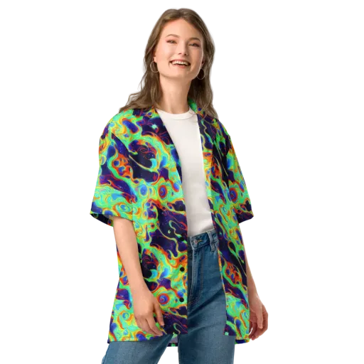 Neon Cosmos on a Button Shirt