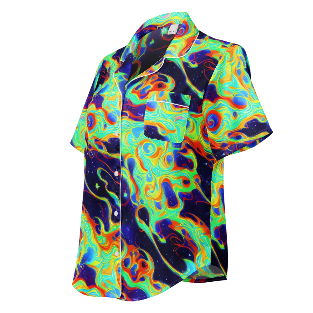 Neon Cosmos on Women's Short Sleeve Pajama Top — Left Front