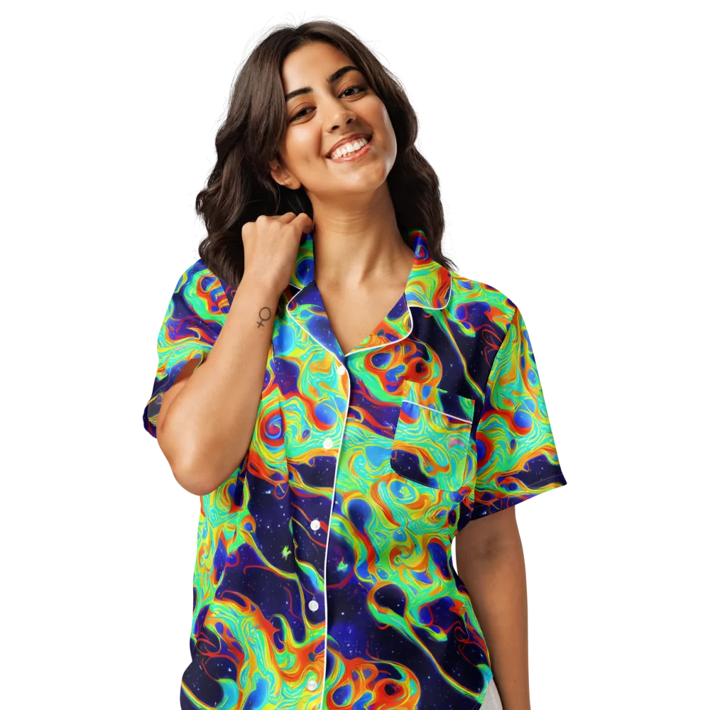 Neon Cosmos on Women's Short Sleeve Pajama Top — Front