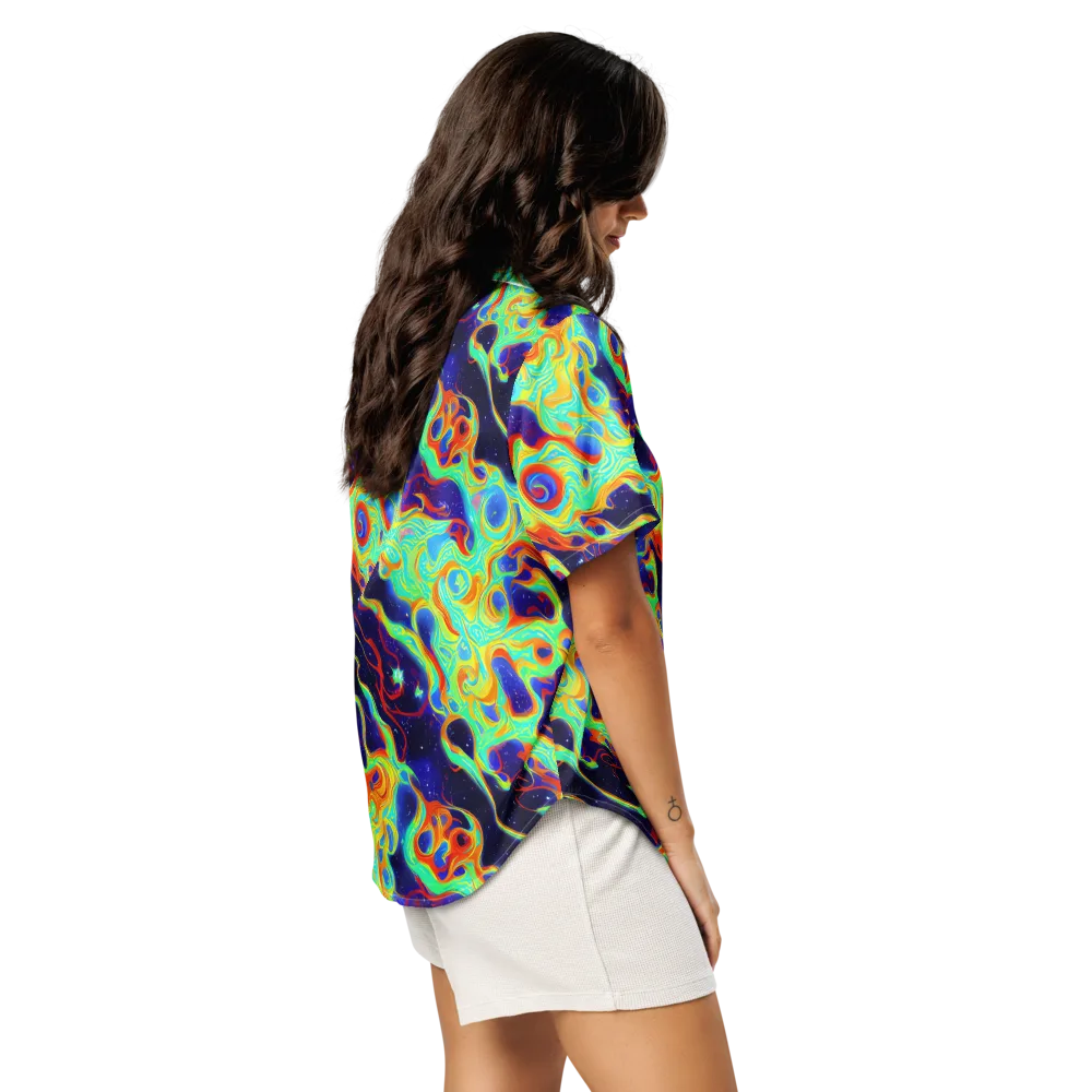 Neon Cosmos on Women's Short Sleeve Pajama Top — Right Back