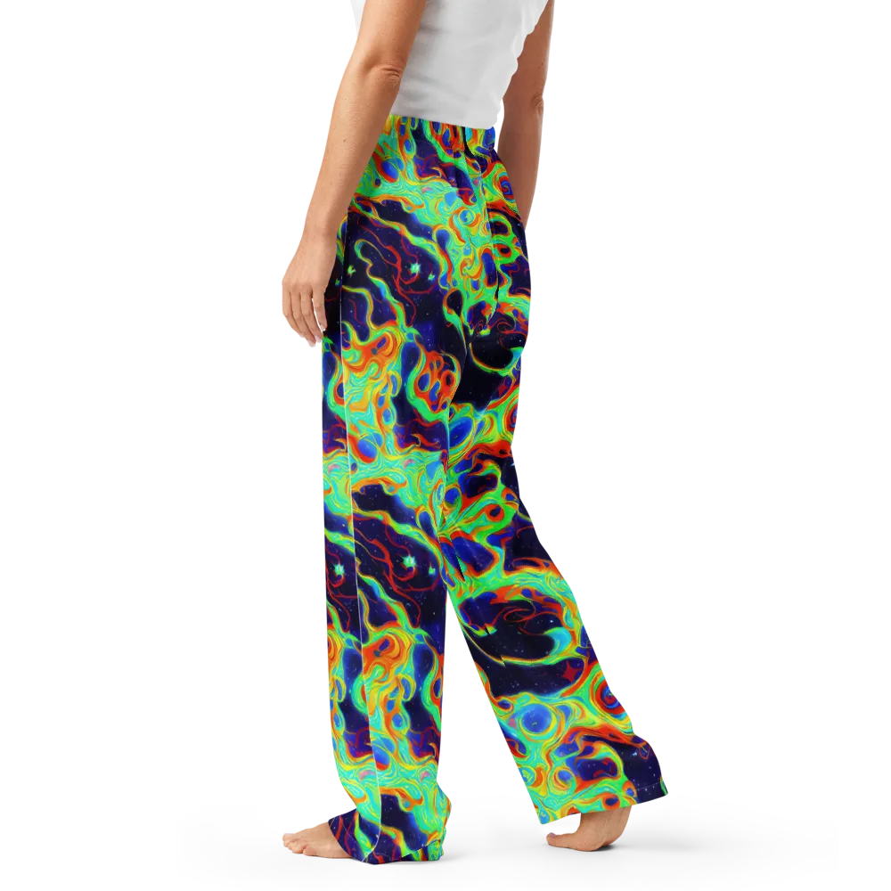 Neon Cosmos on Women's Pajama Pants — Left