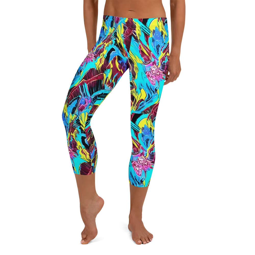 Chromatic Flora on Capri Leggings — Front