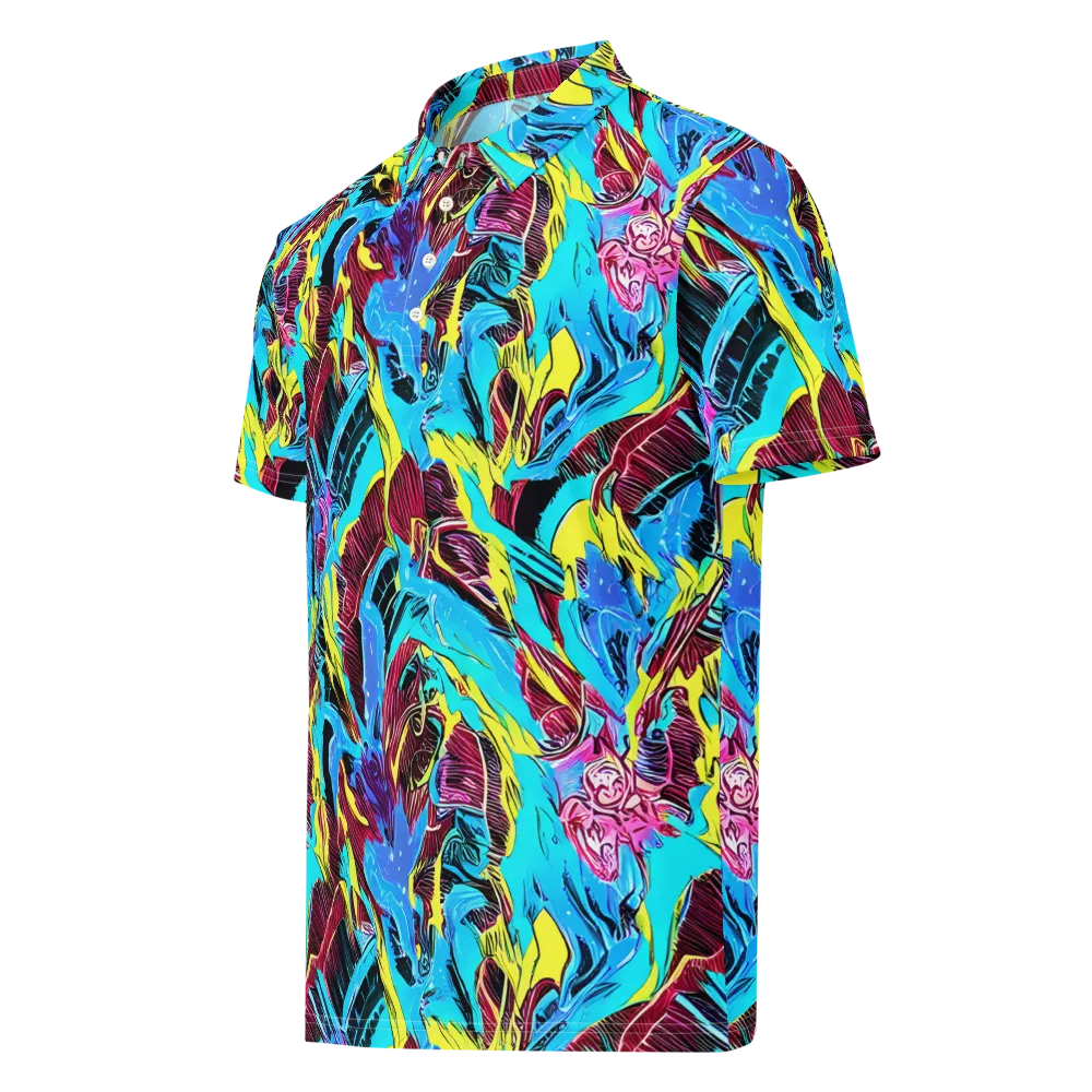 Chromatic Flora on Men's Slim Fit Polo Shirt — Left Front