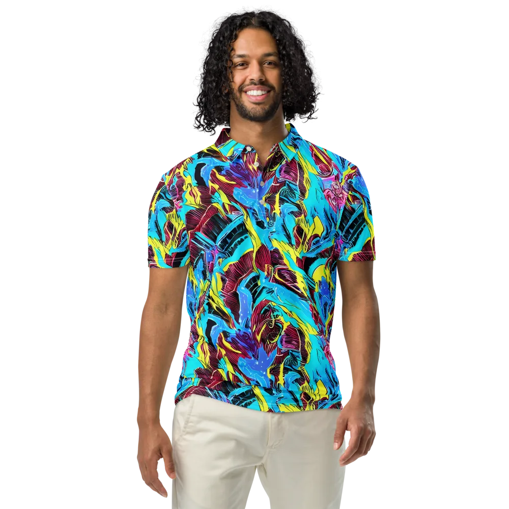 Chromatic Flora on Men's Slim Fit Polo Shirt — Front