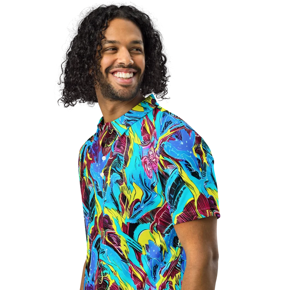 Chromatic Flora on Men's Slim Fit Polo Shirt — Left Front