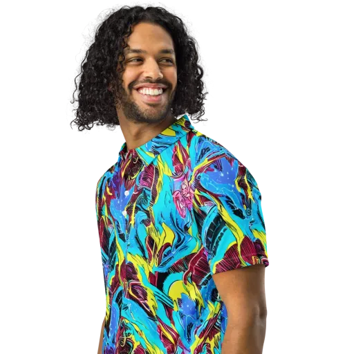 Chromatic Flora on a Men's Slim Fit Polo Shirt