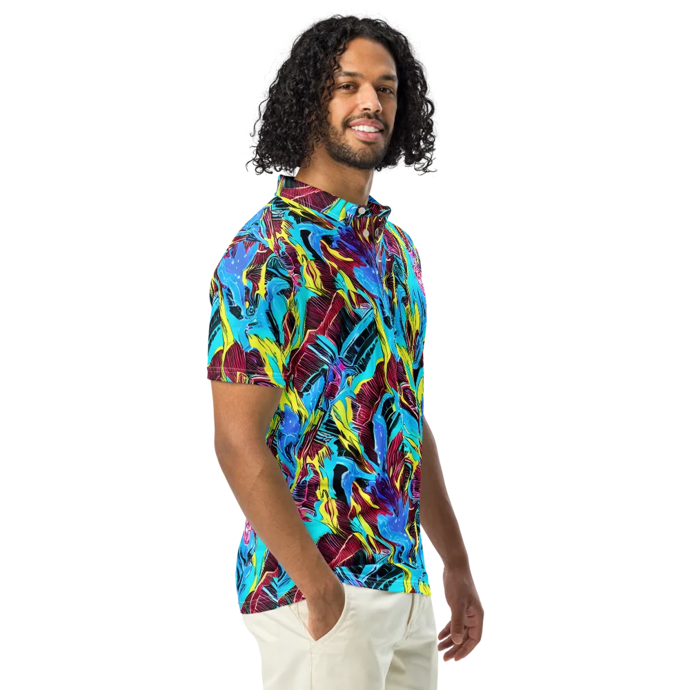 Chromatic Flora on Men's Slim Fit Polo Shirt — Right Front