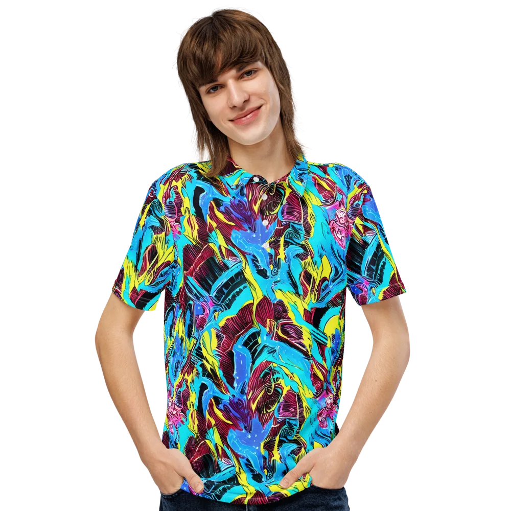 Chromatic Flora on Men's Slim Fit Polo Shirt — Front