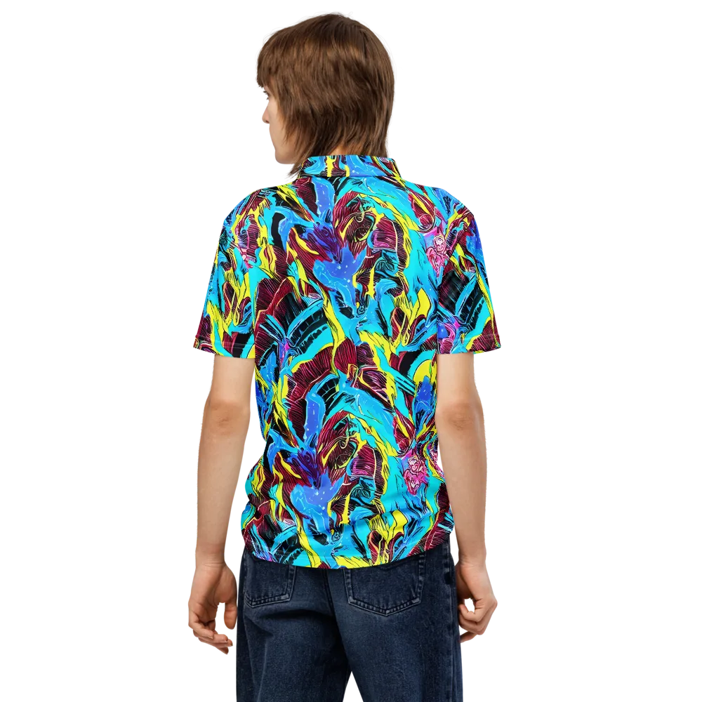 Chromatic Flora on Men's Slim Fit Polo Shirt — Back
