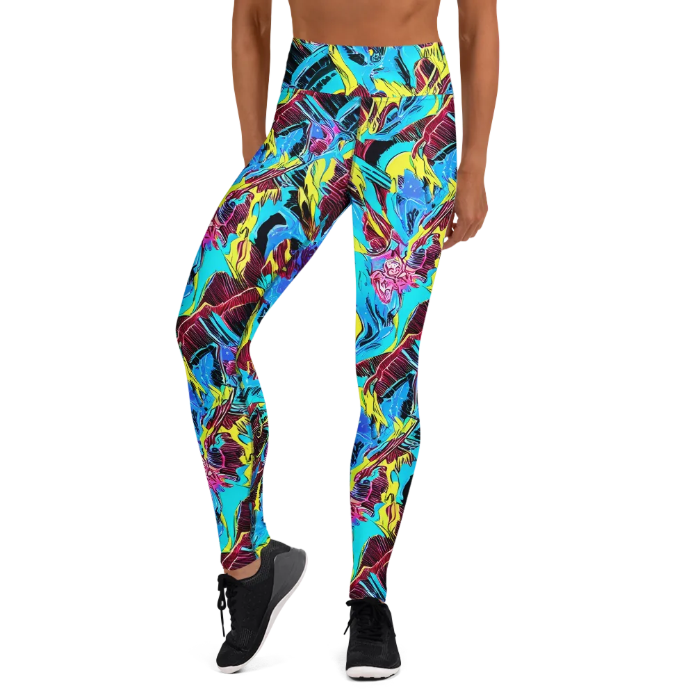 Chromatic Flora on Yoga Leggings — Front