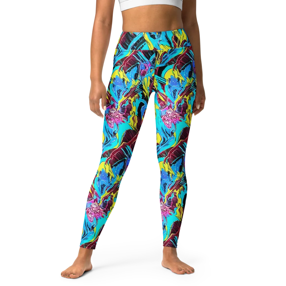 Chromatic Flora on Yoga Leggings — Front