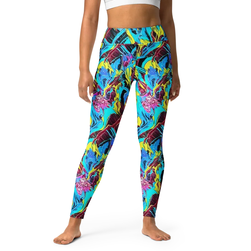 Chromatic Flora on Yoga Leggings — Front