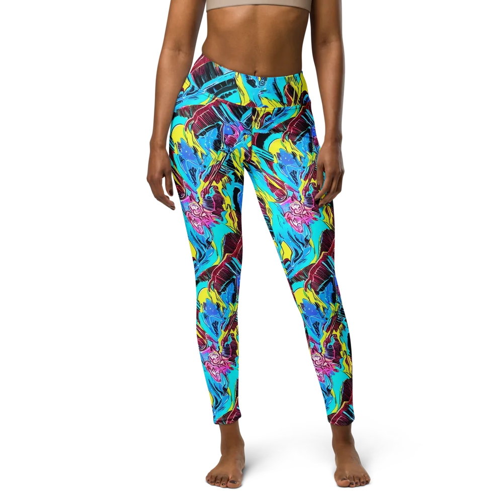 Chromatic Flora on Yoga Leggings — Front