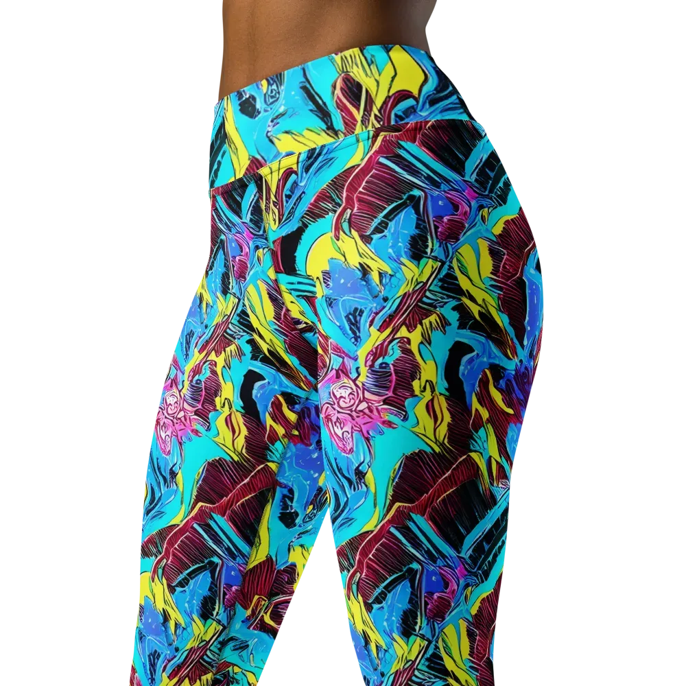Chromatic Flora on Yoga Leggings — Left Front