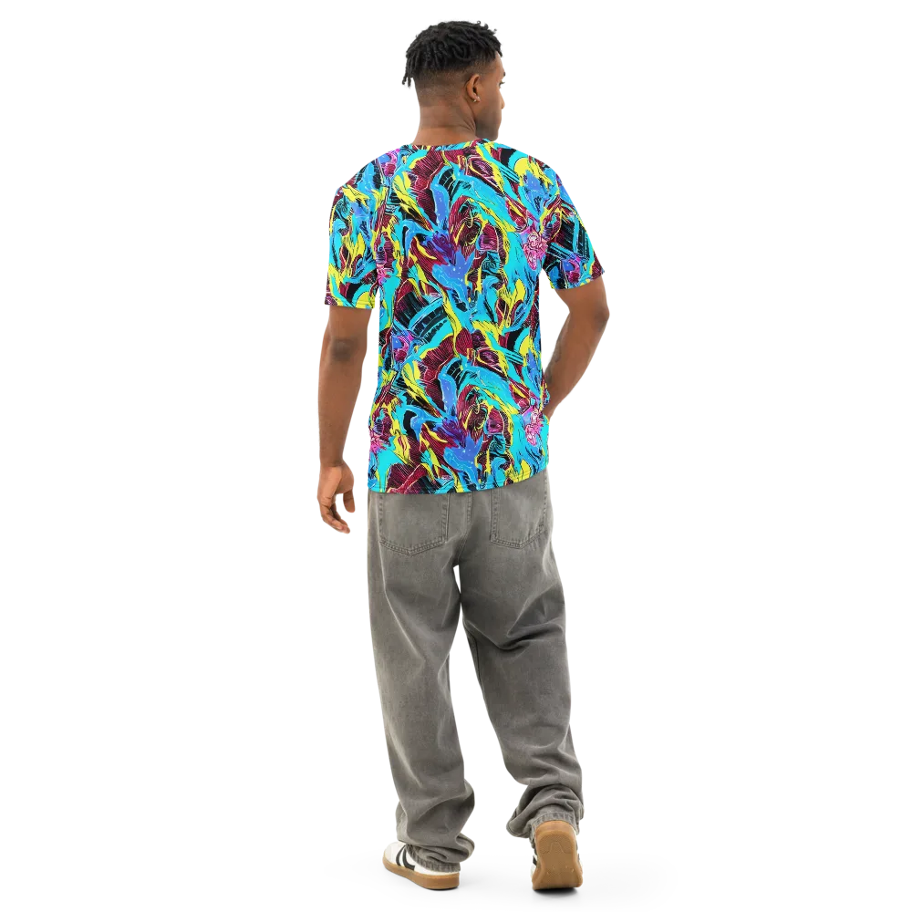 Chromatic Flora on Men's Cotton Crew Neck T-Shirt — Back
